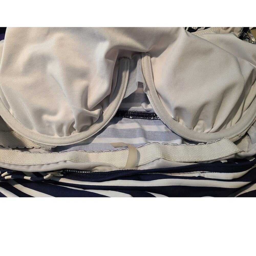Lands End blue white striped tankini swim top - 12 - Picture 3 of 5